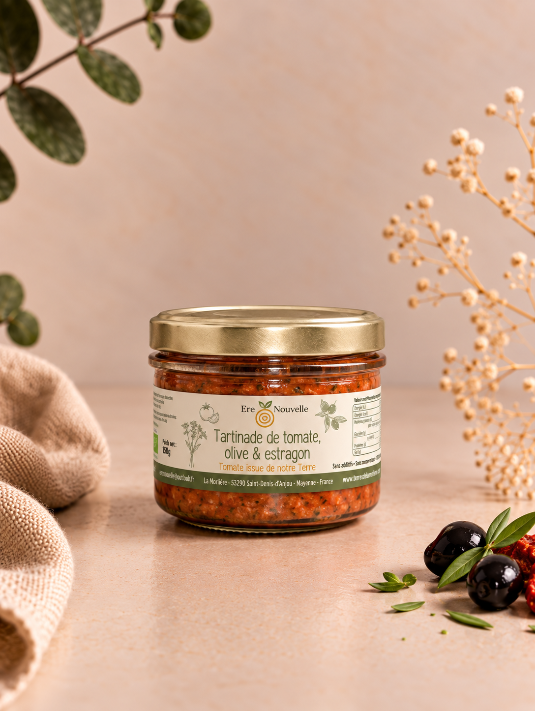 TARTINADE DE TOMATE, OLIVE & ESTRAGON BIO - 150g